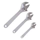 Kit 3 Chave Inglesa Ajustavel 6 8 10 Polegada 150 200 250mm