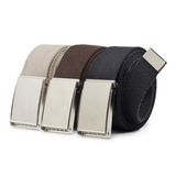 Kit 3 Cintos Masculino Lona Fivela Regulável Casual Militar 