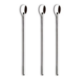 Kit 3 Colher Longa Em Inox Para Suco Refresco Coquetel 30 Cm