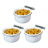 Kit 3 Comedouro Pote Porcelana Com Suporte Pássaros - Arara 