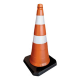Kit 3 Cone De Sinalização De Obra Semi Flexível Borracha