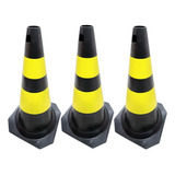 Kit 3 Cone De Sinalização Pvc 75cms Rígido Grande Epc