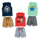 Kit 3 Conjunto Infantil Bebe Regata Verão Roupa Calor Menino