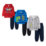 Kit 3 Conjunto Infantil Moletom Flanelado Zíper Capuz Blusa