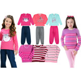 Kit 3 Conjuntos + 3 Blusas De Lã Infantil Menina Moletom