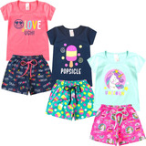 Kit 3 Conjuntos Infantil Menina Verão