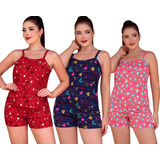 Kit 3 Conjuntos Pijamas Feminino Verão