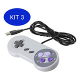 Kit 3 Controle Super Nintendo Usb