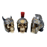Kit 3 Crânios Caveira Soldado Medieval Decorativo Resina