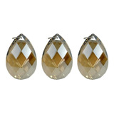 Kit 3 Cristal Gota Amêndoa 7,5cm Para Lustres Cor Fumê