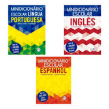Kit 3 Dicionários Escolar Pedagógico Inglês X Português X Espanhol 352 Páginas - Ciranda Cultural