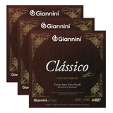 Kit 3 Encordoamento Violão Giannini Nylon