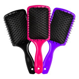 Kit 3 Escova Raquete Para Pentear Cabelo Almofadada.