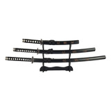 Kit 3 Espada Katana Decorativa Suporte Mesa Cosplay