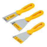 Kit 3 Espatula Aço Cabo Plastico Massa Pintura Gesso Rejunte