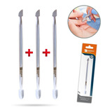 Kit 3 Espátula Cutícula Manicure Raspador