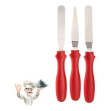 Kit 3 Espátulas Inox P/ Confeitaria Alisador De Bolo Decorar