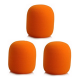 Kit 3 Espumas Para Microfone De Mão Sm58 Laranja Espuma