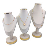 Kit 3 Expositores Colar Busto Offwhite Trio Forrado Tecido