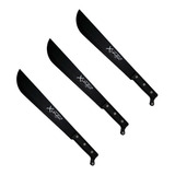 Kit 3 Facões Preto Com Bainha Lâmina Full Tang Xingu