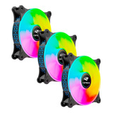 Kit 3 Fan Led Multicor Cooler Ventoinha Gamer 120mm Preto