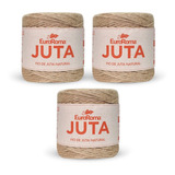 Kit 3 Fios De Juta Barbante Fibra Natural Euroroma 125m 200g