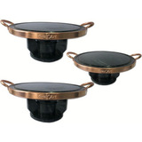 Kit 3 Fondue 37 Cm Com Chapa E Rechaud De Pedra Sabão Curado