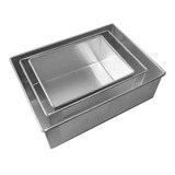 Kit 3 Formas De Bolo Retangular Alta 10 Cm Aluminio + Brinde