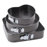 Kit 3 Formas Desmontável Carbono Coração Redonda Quadrada Cor Cinza