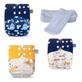 Kit 3 Fraldas Dry-fit Calça Bebê + 3 Absorventes Microfibra