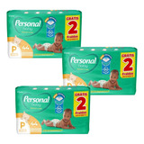 Kit 3 Fraldas Personal Baby Soft P/44 M/40 G/34 Xg/28 Xxg/28