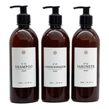 Kit 3 Frascos Ambar Minimalista Decorativo Refil Luxo 500ml