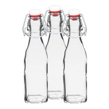 Kit 3 Garrafas Swing 250ml Vidro Tampa Hermética Bormioli Cor Transparente