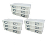 Kit 3 Gaveteiro Plástico Mini Pequeno Transparente 6 Gavetas