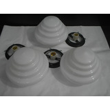 Kit 3 Globos Escadinhas Vidro Leitoso Plafonier Completo