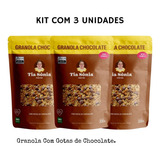 Kit 3 Granola Gotas De Chocolate Coco Cereal 600g Tia Sônia