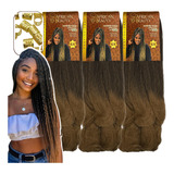 Kit 3 Jumbo Black Beauty 400 Gr Box Braids Kanekalon + Anéis