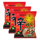 Kit 3 Lamen Coreano Shin Ramyun Picante Carne E Legumes 100g
