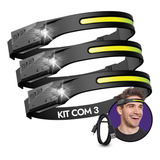 Kit 3 Lanterna Cabeça Testa Super Led Recarregável Potente