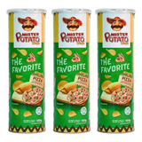 Kit 3 Latas Batata Mister Potato Sabor Pizza Crisps 100g 