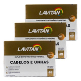 Kit 3 Lavitan Hair Cabelos E Unhas Total 180 Cápsulas