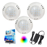 Kit 3 Led 9w Abs Rgb Brustec + Controle Touch + Fonte