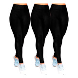 Kit 3 Legging Suplex Feminina Moda Fitness Academia Promoção