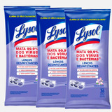 Kit 3 Lenços De Limpeza Lysol Brisa Da Manhã Roxo Mata Covid