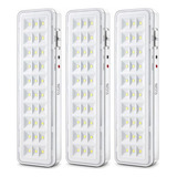 Kit 3 Luminária Emergência 30 Leds Elgin Bateria