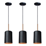 Kit 3 Luminária Pendente Veneza Quarto Cozinha Bancada Cor Preto 110v/220v (bivolt) Iluminar Ambiente