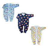 Kit 3 Macacão Para Bebê Prematuro E Bebê Reborn 100% Algodão
