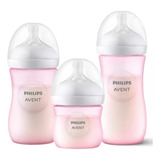 Kit 3 Mamadeiras Pétala Anticólica Avent 125/260/330 Ml Rosa