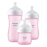 Kit 3 Mamadeiras Pétala Rosa 125 260 330ml Avent Scd838/28