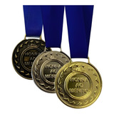 Kit 3 Medalhas Honraria Jogos 3cm Ouro Prata Bronze 1un Cada